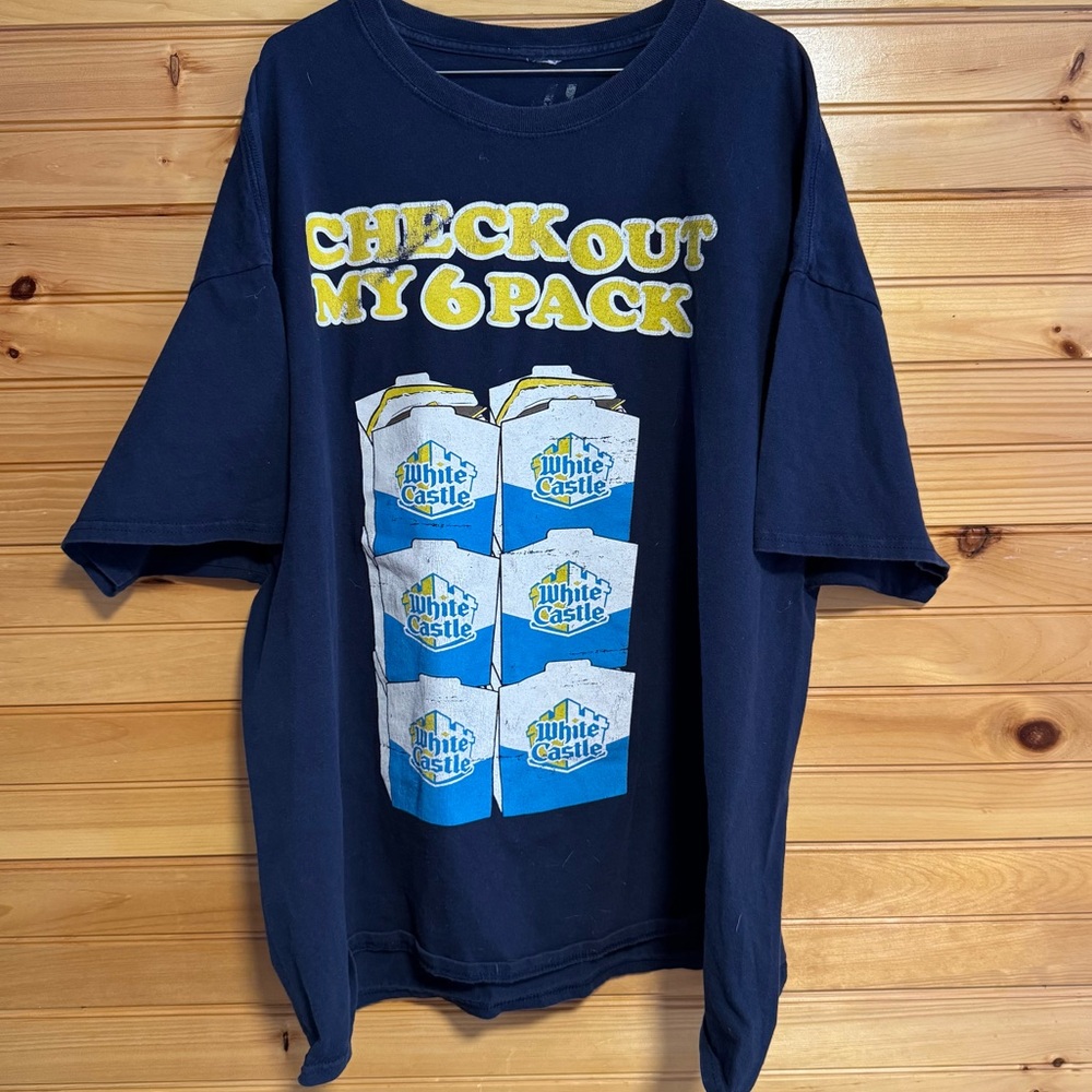 White Castle “Check out my 6 pack” Dark Blue Tee No Tag XXL